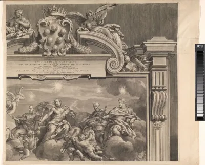 Allegorie op Cosimo III de' Medici in monumentale omlijsting (deel rechtsboven)