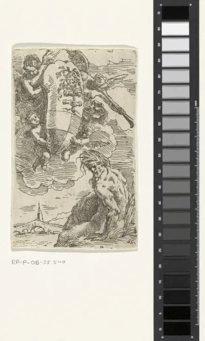 Allegorie op de Foglia rivier met wapen van Pesaro