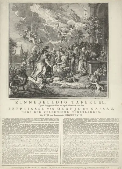 Allegorie op de geboorte van de prins van Oranje, 1748