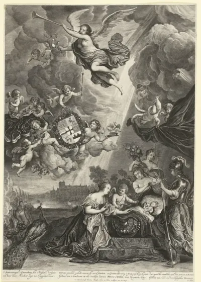 Allegorie op de geboorte van prinses Maria Amalia, dochter van Hendrik Casimir, 1689