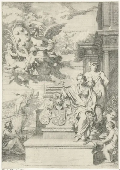 Allegorie op de handel en het familiewapen van De Medici