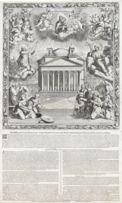 Allegorie op de inrichting van het Pantheon te Rome tot christelijke kerk door Paus Bonifatius IV