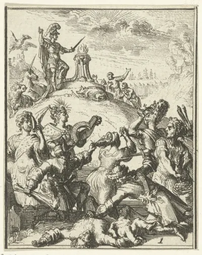 Allegorie op de inval van de Fransen en de bevrijding door Willem III
