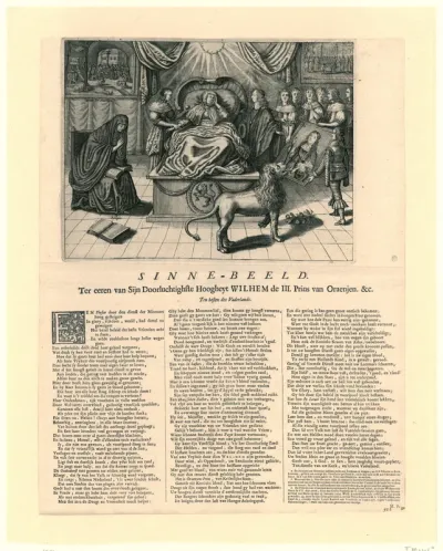 Allegorie op de positie van Willem III als redder van het vaderland, 1672