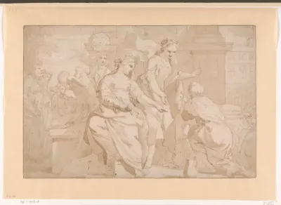 Allegorie op de verzorging in het Oudemannen- en vrouwengasthuis