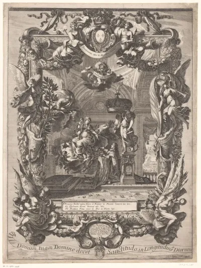 Allegorie op de vredesgelofte van Lodewijk XIV na de belegering van Arras