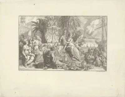 Allegorie op de West-Indische en Oost-Indische Compagnie