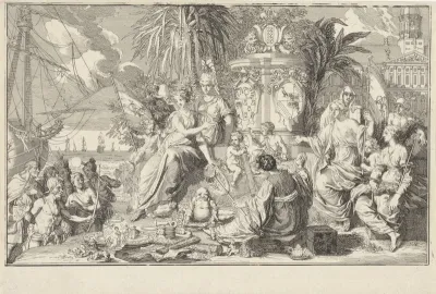 Allegorie op de West-Indische en Oost-Indische Compagnie
