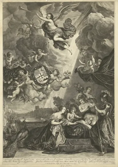 Allegorie op geboorte van prinses Maria Amalia van Nassau-Dietz
