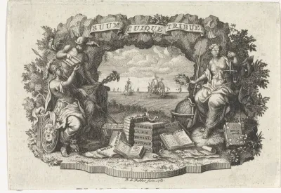 Allegorie op gerechtigheid met Justitia en Mars en Mercurius