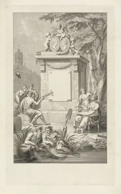 Allegorie op het bezoek van Willem V van Oranje-Nassau en Wilhelmina van Pruisen aan Amsterdam, 1768