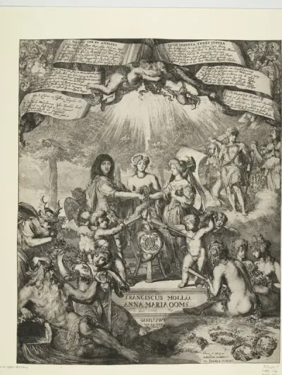 Allegorie op het huwelijk van Franciscus Mollo en Anna Maria Ooms, 1674