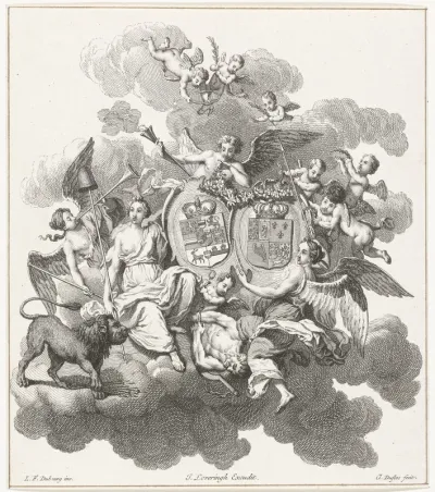 Allegorie op het huwelijk van prins Willem IV en Anna van Engeland, 1734