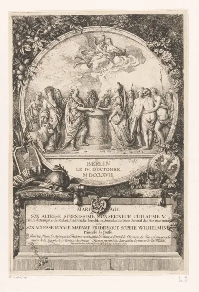 Allegorie op het huwelijk van Willem V en Wilhelmina van Pruisen, 1767
