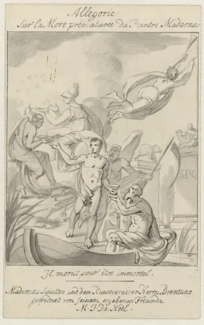 Allegorie op het overlijden van de kunstenaar Giambattista Maderna