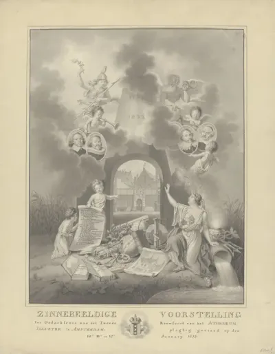 Allegorie op het tweede eeuwfeest van het Athenaeum Illustre te Amsterdam, 1832