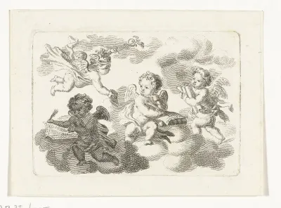 Allegorie op kunsten en wetenschappen met vier putti