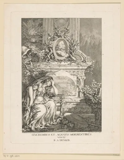 Allegorie rond het grafmonument van Albrecht von Haller
