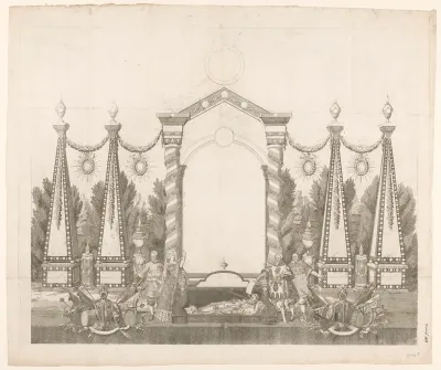 Allegorie ter ere van de koning van Pruisen voor zijn herstel van het stadhouderschap van Willem V, 1788