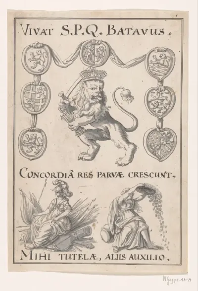 Allegorisch embleem bij de Vrede van Rijswijk, 1697