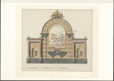 Allegorisch monument voor het Alliantiefeest op de Westermarkt te Amsterdam, 19 juni 1795