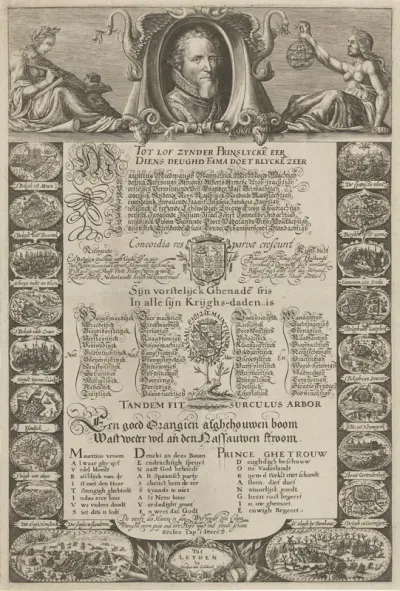 Allegorisch portret ter ere van prins Maurits, 1612