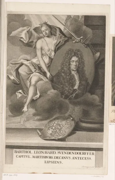 Allegorisch portret van Bartholomäus Leonhard Schwendendörffer