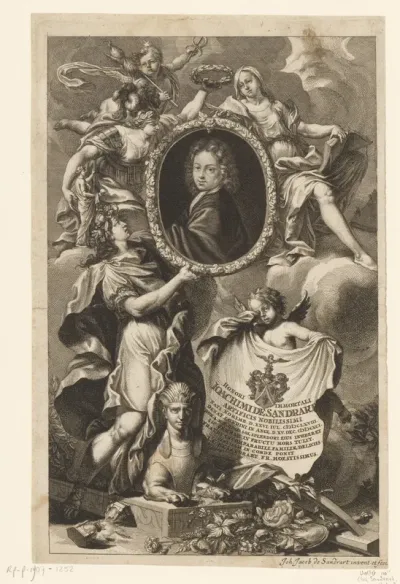 Allegorisch portret van Johann Joachim von Sandrart