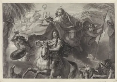 Allegorisch ruiterportret van Lodewijk XIV, koning van Frankrijk