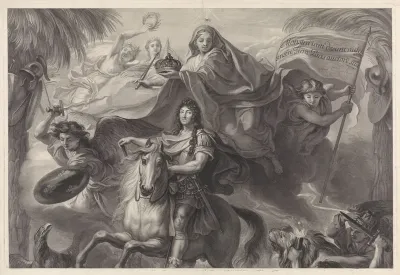 Allegorisch ruiterportret van Lodewijk XIV, koning van Frankrijk