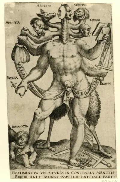 Allegorisch vijfkoppige monster
