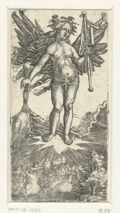 Allegorisch vrouwelijk figuur met vleugels