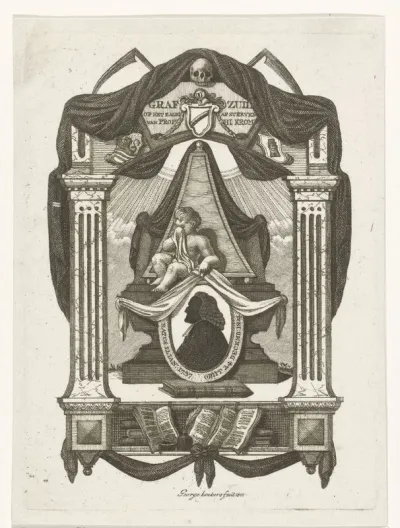 Allegorische compositie op de dood van predikant Hermanus Johannes Krom