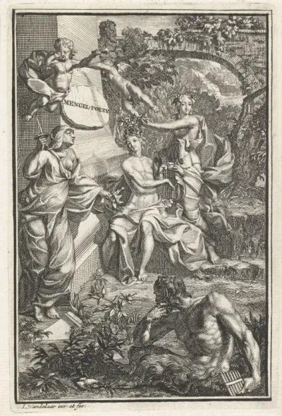 Allegorische figuren rondom een grafmonument