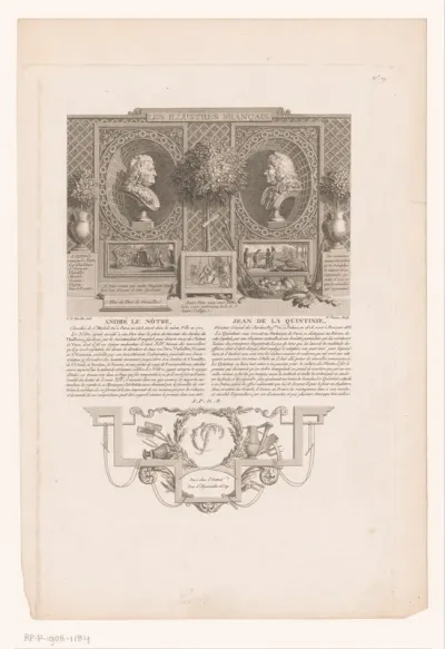 Allegorische portretten van André Le Nôtre en Jean-Baptiste de la Quintinie