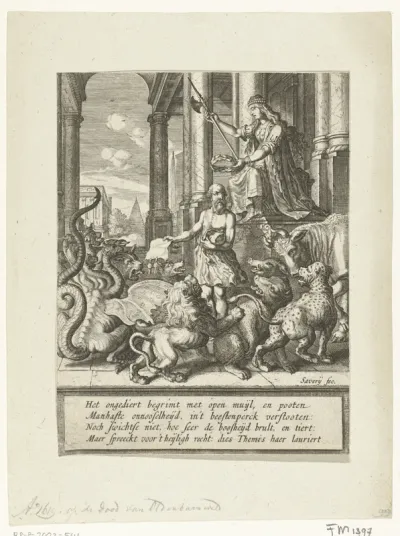 Allegorische titelprent voor Vondels Palamedes, 1625