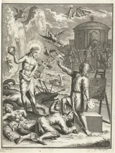 Allegorische voorstelling met Apollo en een schilder
