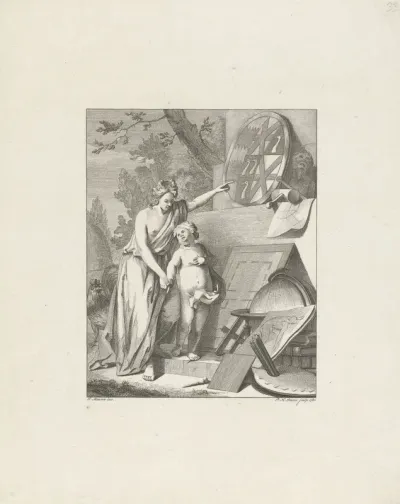Allegorische voorstelling met attributen van de kunsten