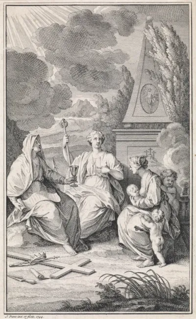 Allegorische voorstelling met de drie goddelijke deugden