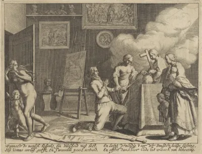 Allegorische voorstelling met de Hoop, het Geloof en de Liefde