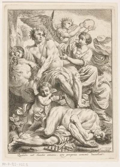 Allegorische voorstelling met de Schilderkunst die gekroond wordt door de Eeuwigheid