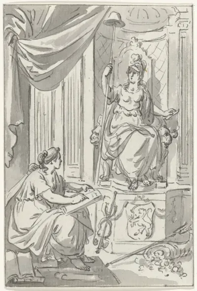 Allegorische voorstelling met de Vrijheid en Historia