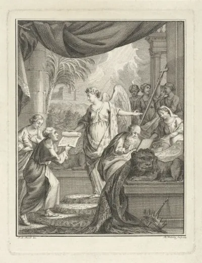 Allegorische voorstelling met een engel