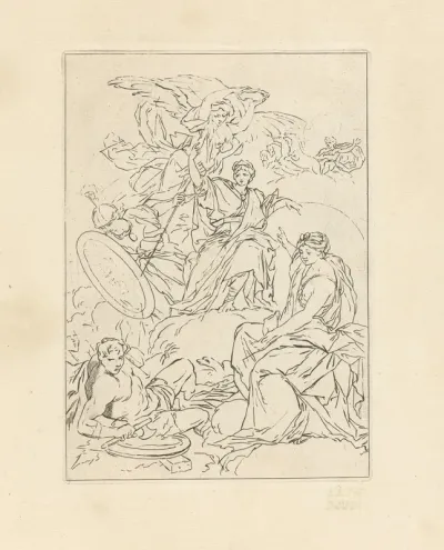 Allegorische voorstelling met gelauwerde figuur