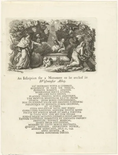 Allegorische voorstelling met graftombe