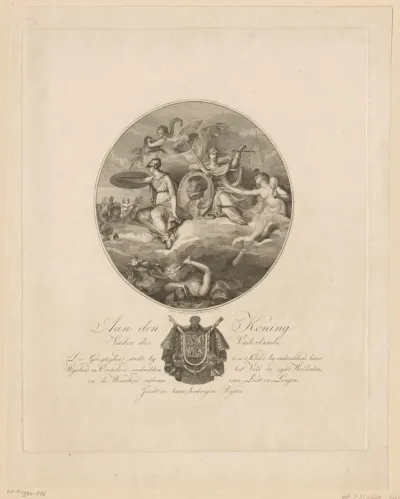 Allegorische voorstelling met het portret van Lodewijk Napoleon Bonaparte