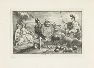 Allegorische voorstelling met het wapen van George I