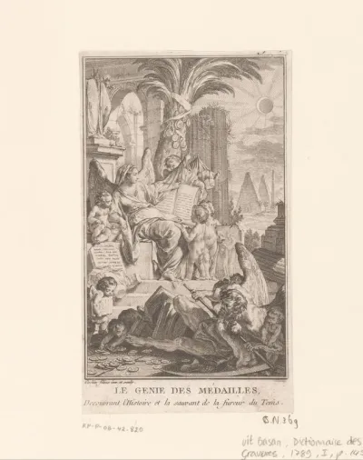 Allegorische voorstelling met Historia en de Tijd bij een zonsverduistering