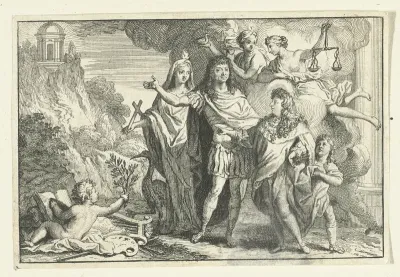 Allegorische voorstelling met Hoop en Justitia