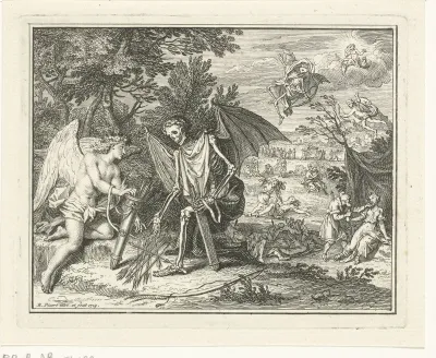 Allegorische voorstelling met Liefde en Dood